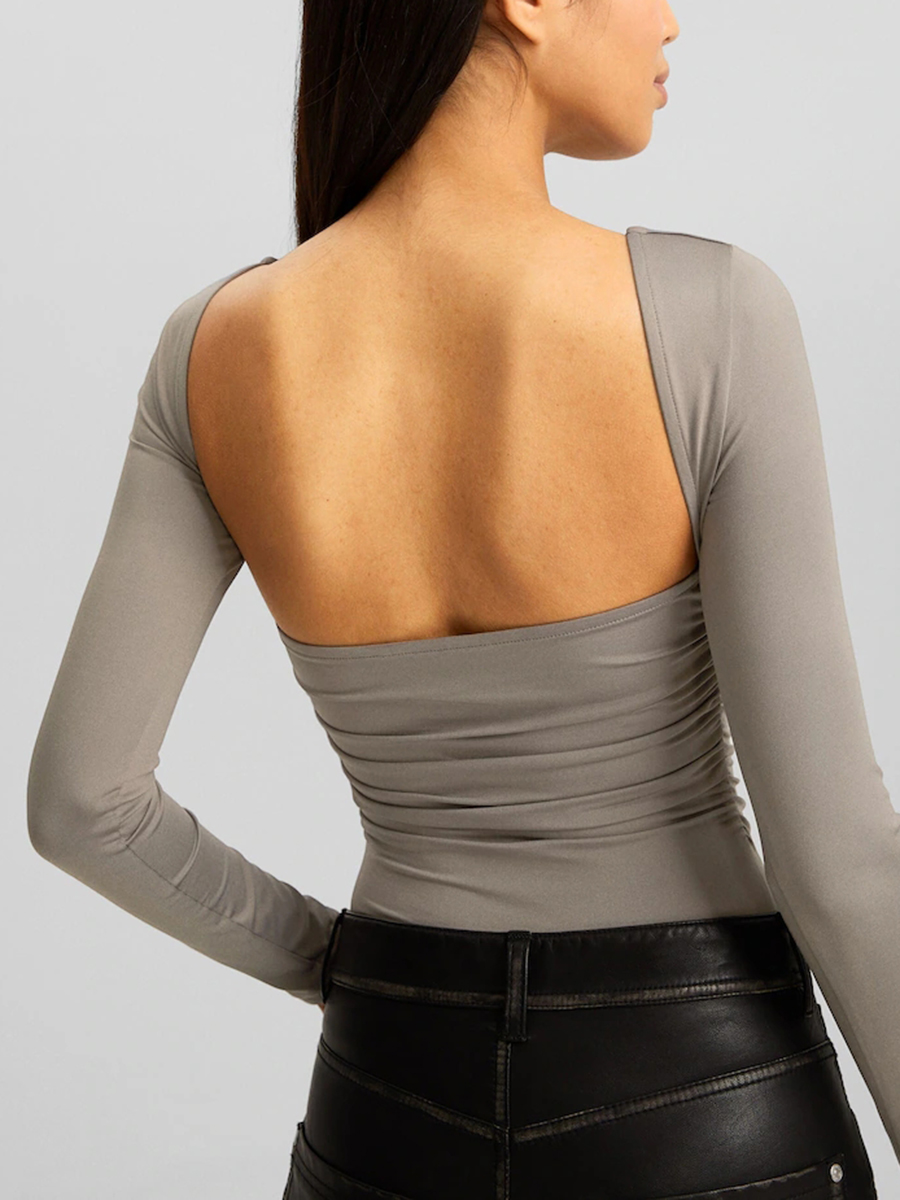 Long Sleeve Backless Bodysuit