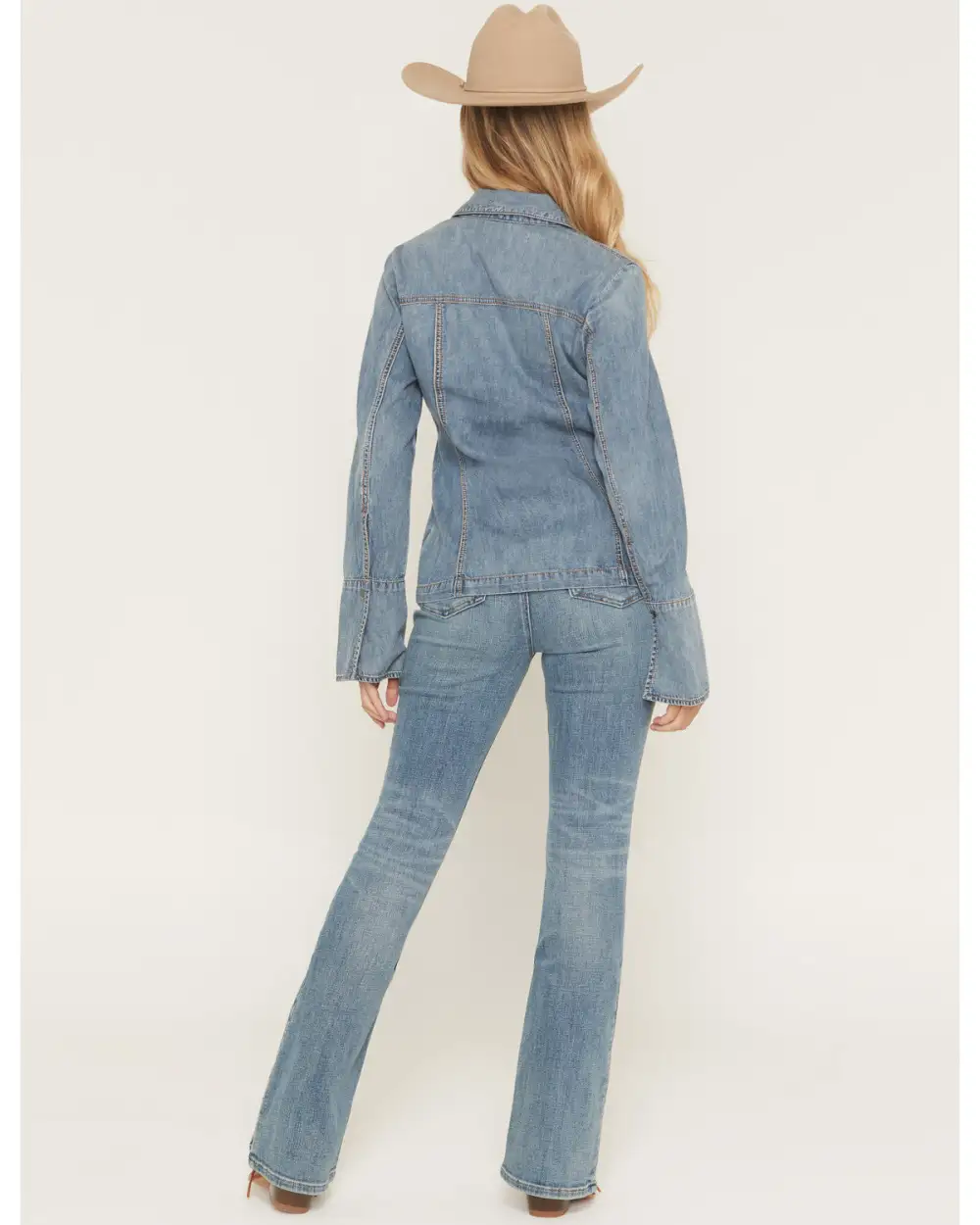 High Rise Bootcut Stretch Denim Lace Up Jeans