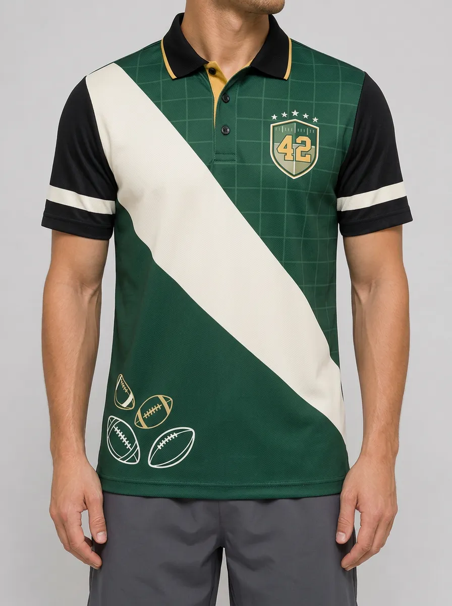 Men's American Football 42 Shield Printed Polo Shirt