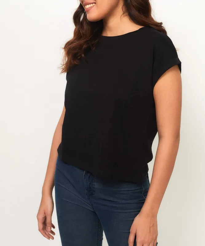 Black Pima Cotton Boxy Tee