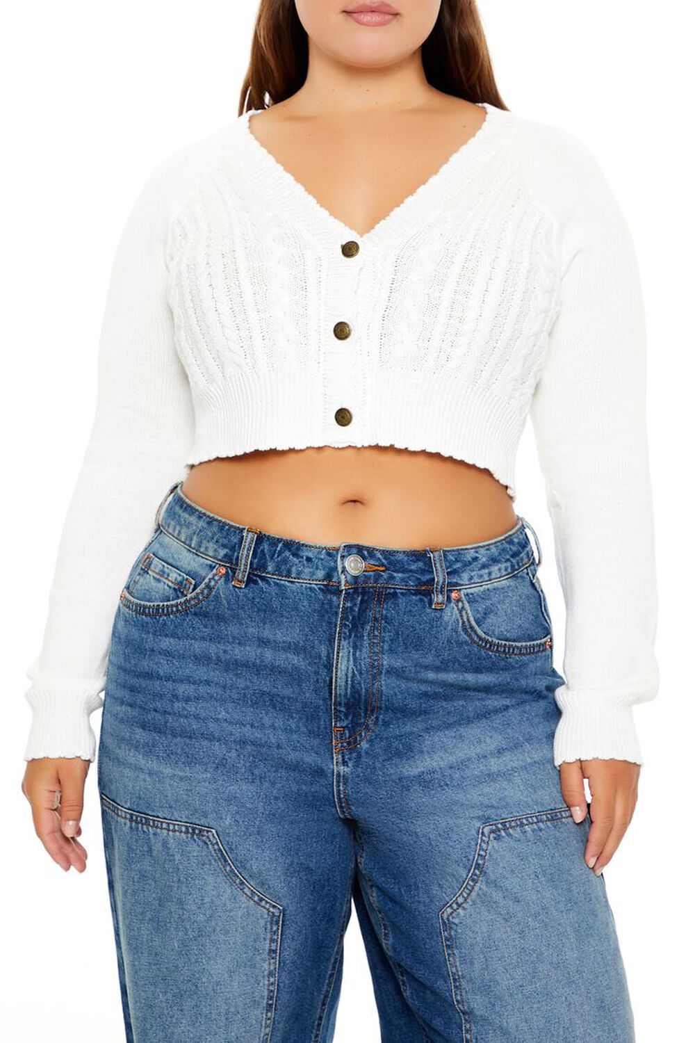 Plus Size Cropped Cardigan Sweater