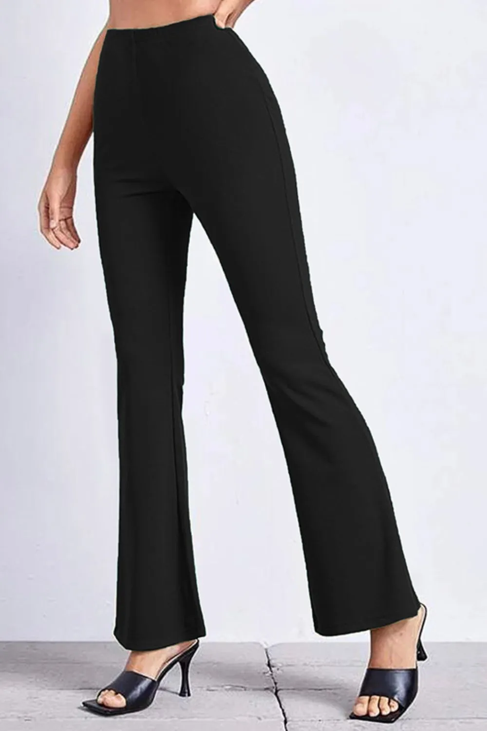 Gathered High Waist Straight Leg Pants