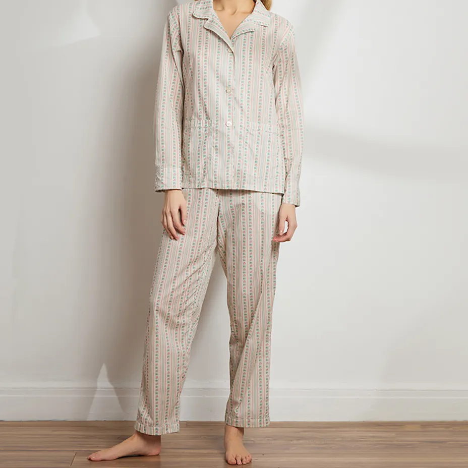 Printed Floral Cotton Long PJ Set