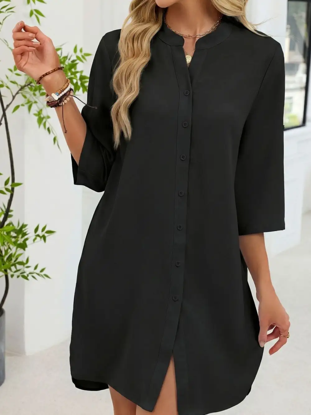 Comfort Fit Button Front Shirt Dress