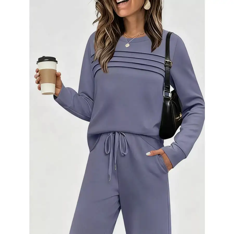 Casual Long Sleeve Top and Pants Set
