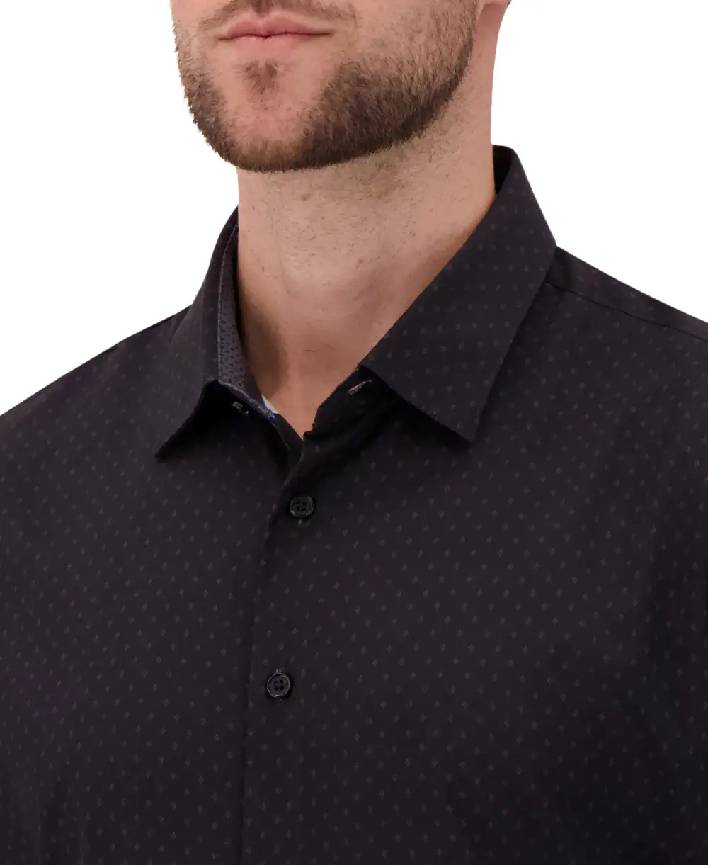 Classic Geometric Geometric-Print Four-Way-Stretch Men's Dress Shirt