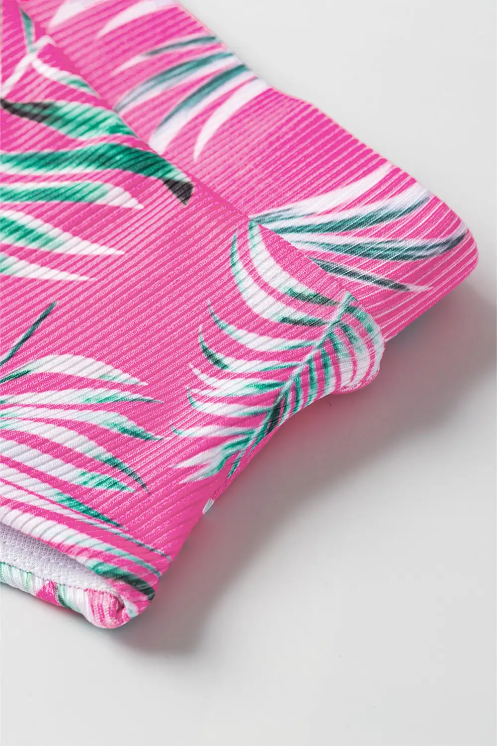 Tropical Print Textured Bottoms Bikini Bottom Pants