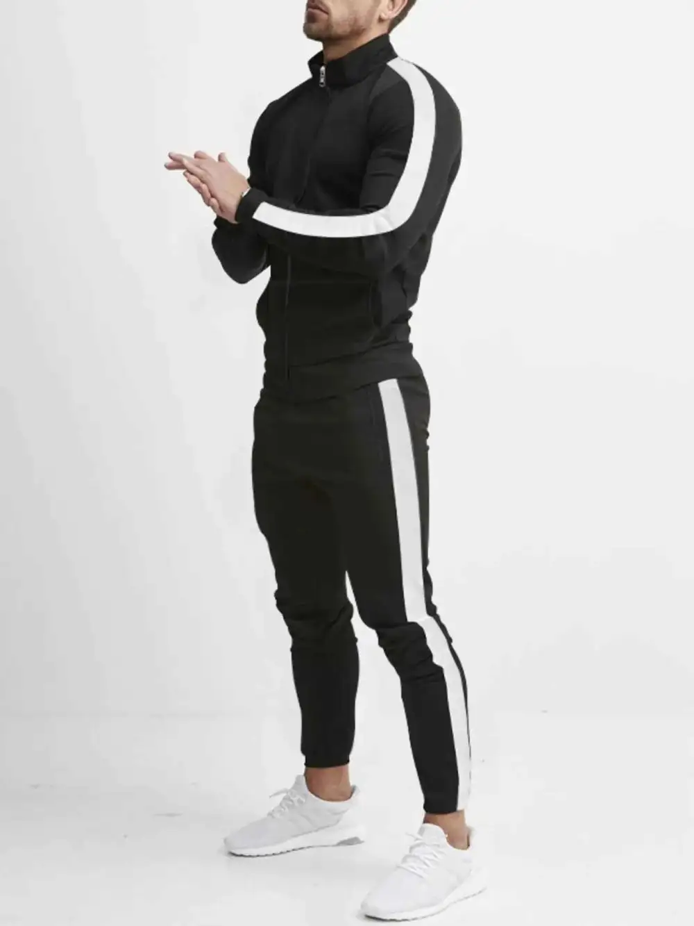 Side Stripes Zip Up Top and Pants Set