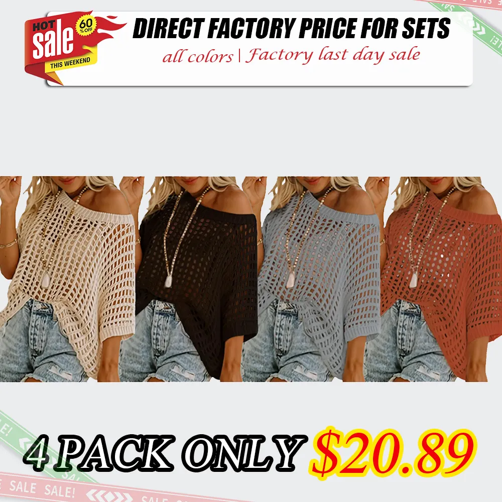 Women's Crew Neck Openwork Knit Pullover