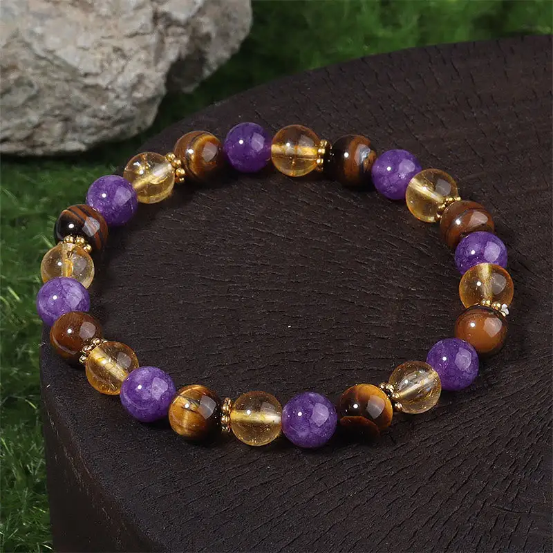 Amethyst Tiger Eye Citrine Spacer Beads Bracelet