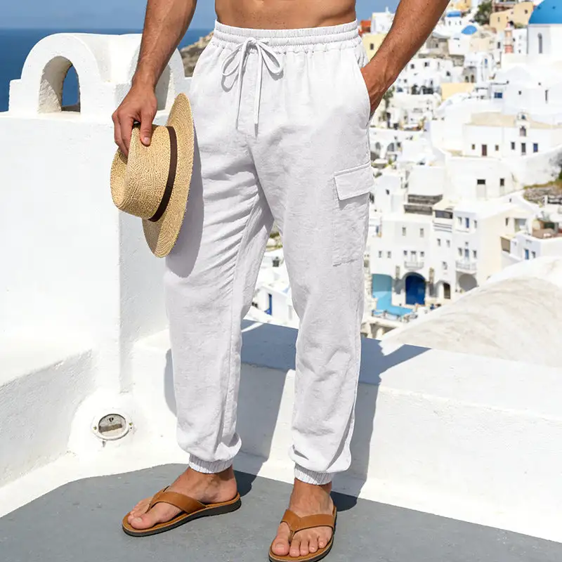 Men's Airy Linen Cargo Waistband Cargo Pants