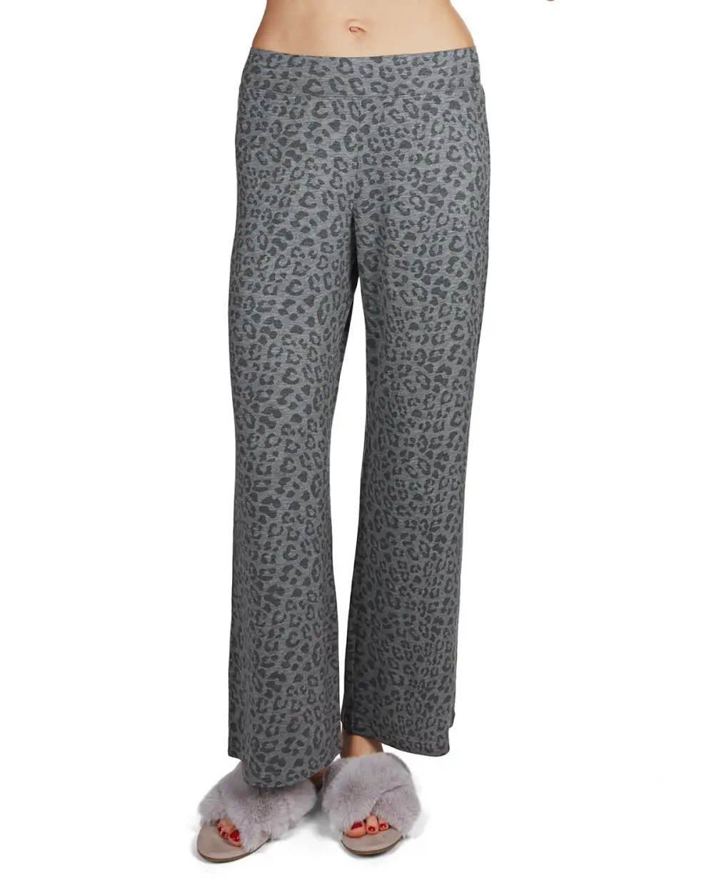 French Terry Cloth Leopard Print Lounge Pants