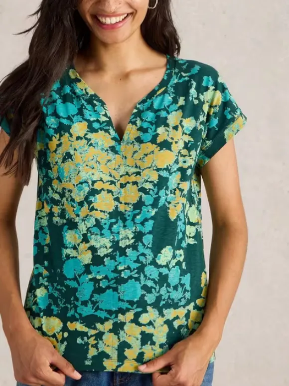 Notch Neck Print T-Shirt