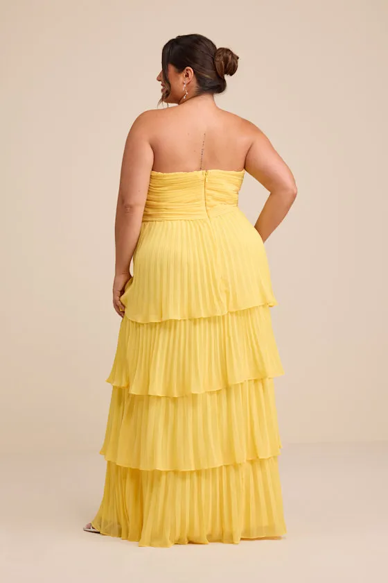 Seriously Sensational Light Pink Strapless Tiered Maxi Dress