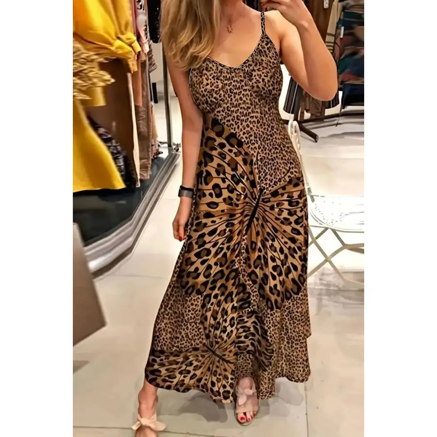 Butterfly Leopard Maxi Cami Dress