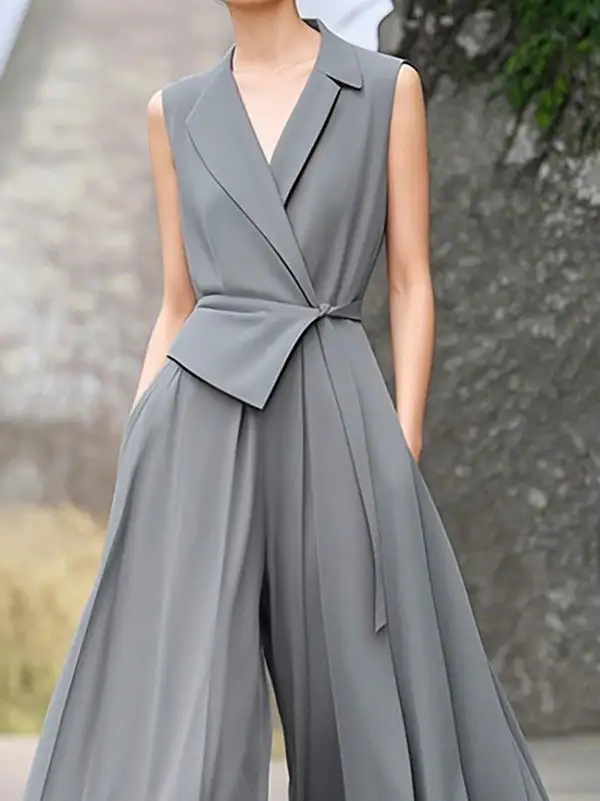 Jumpsuits Met Hoog Getailleerde Losse Geplooide Zakken Effen