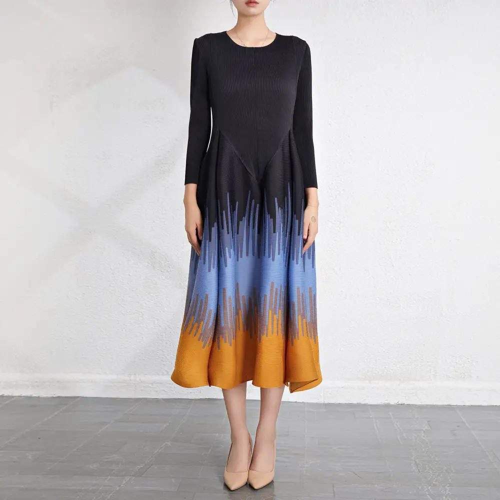 Easy-Wear Round Neck Ruffled Loose Midi Blossom Skirt