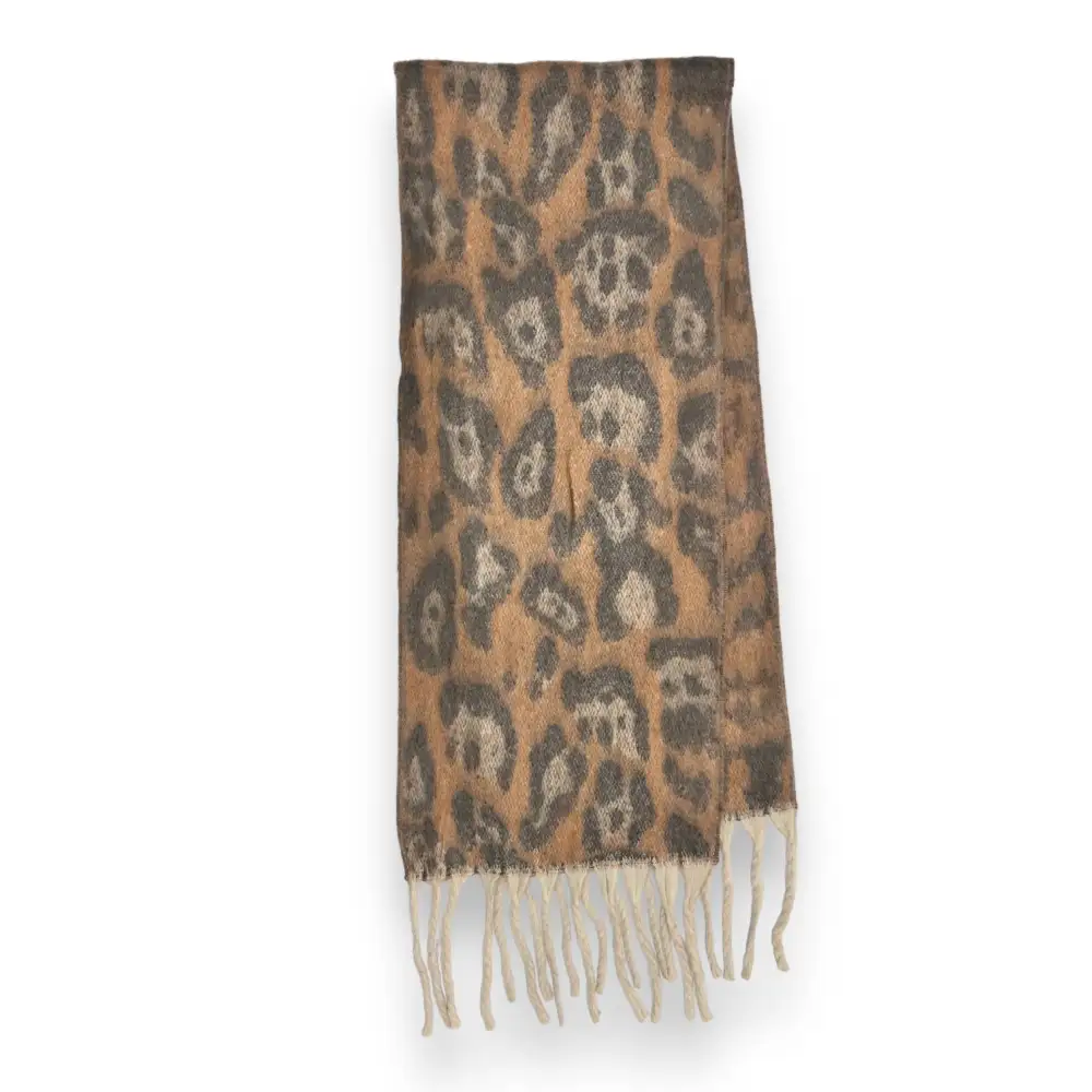 Fluffy Leopard Tasseled Winter Scarf