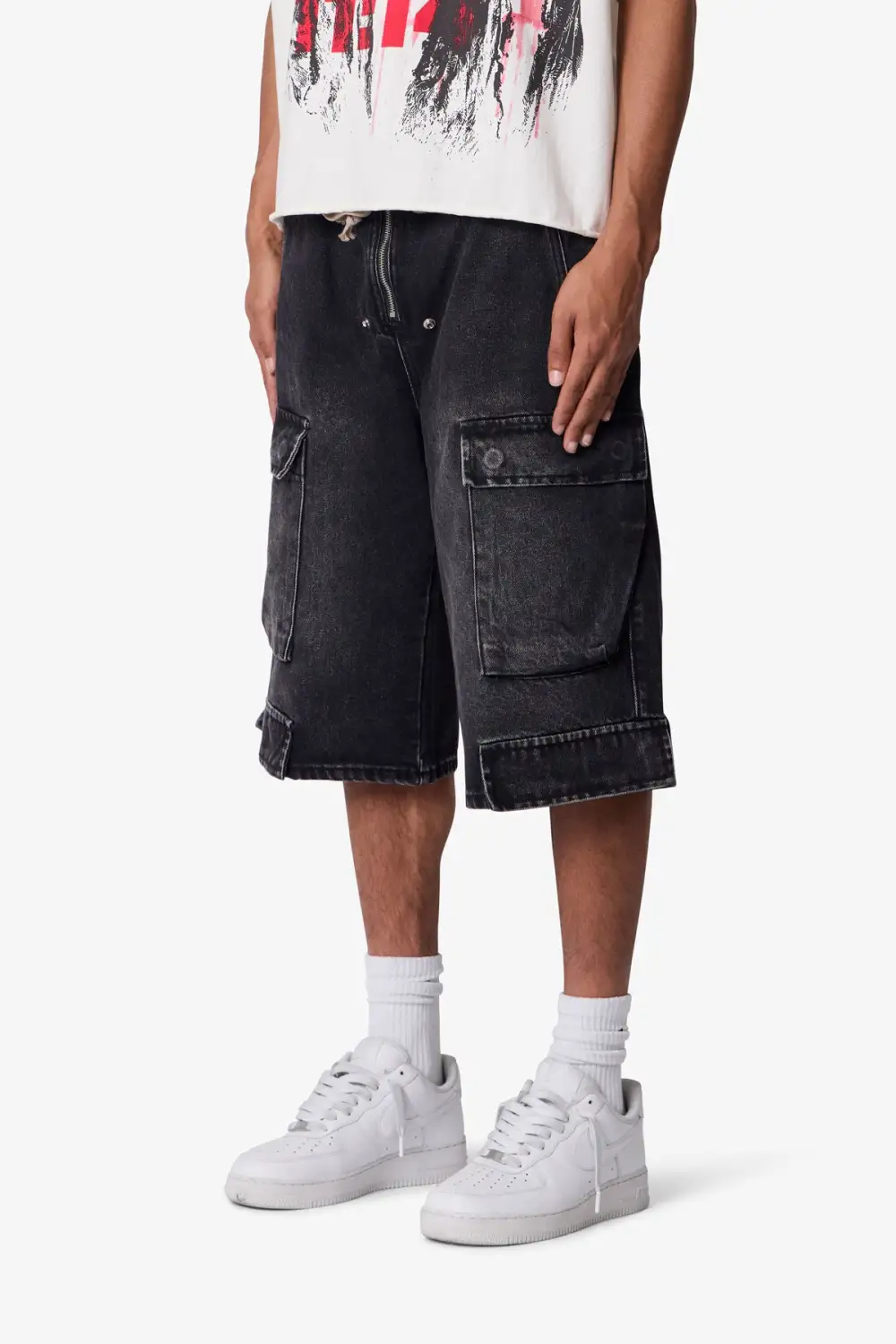 Utility Cargo Denim Shorts