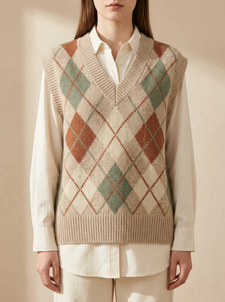 Preppy Argyle Sweater Vest