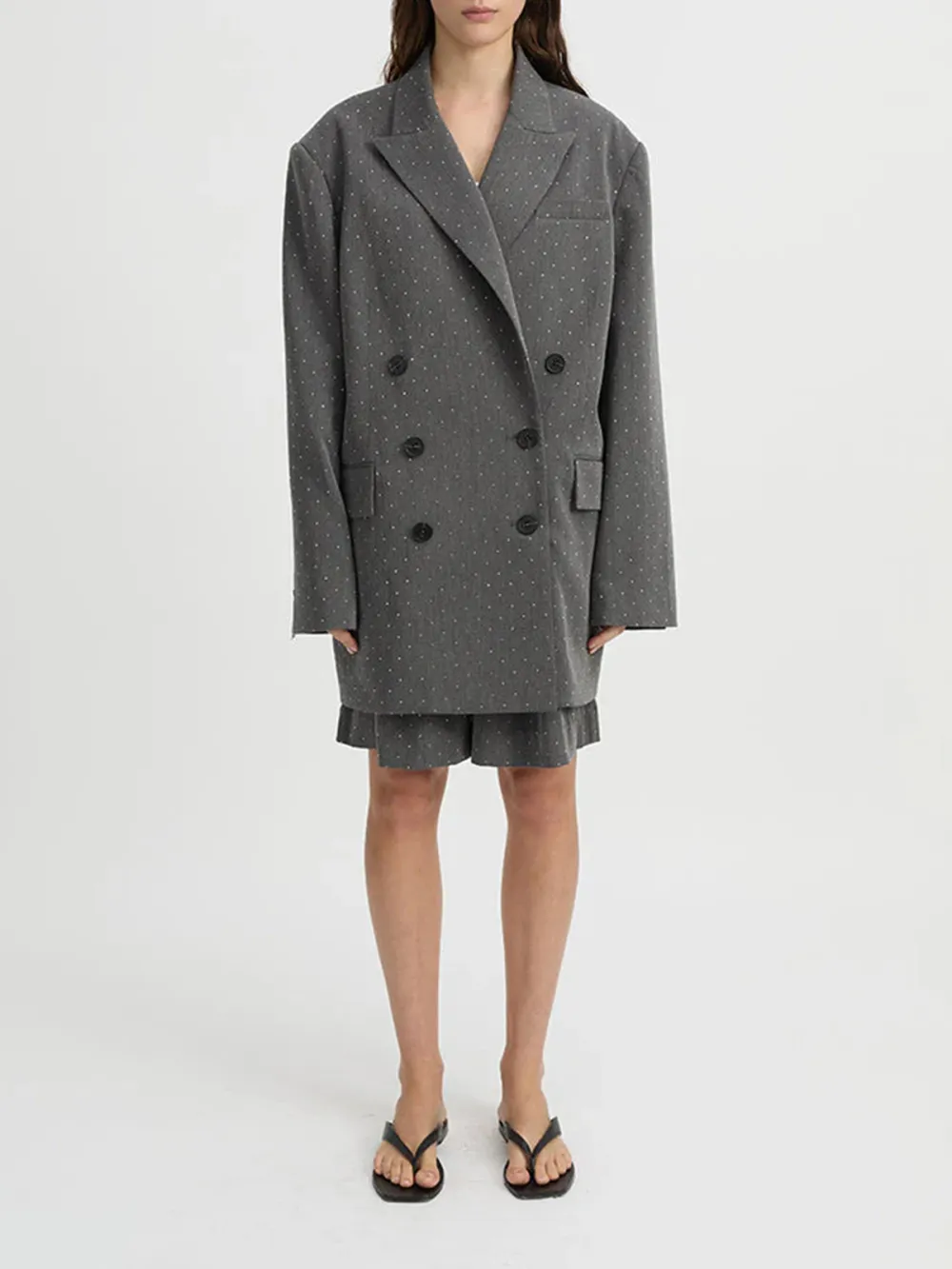 Oversized Slhouette Casual Style  Blazer Charcoal