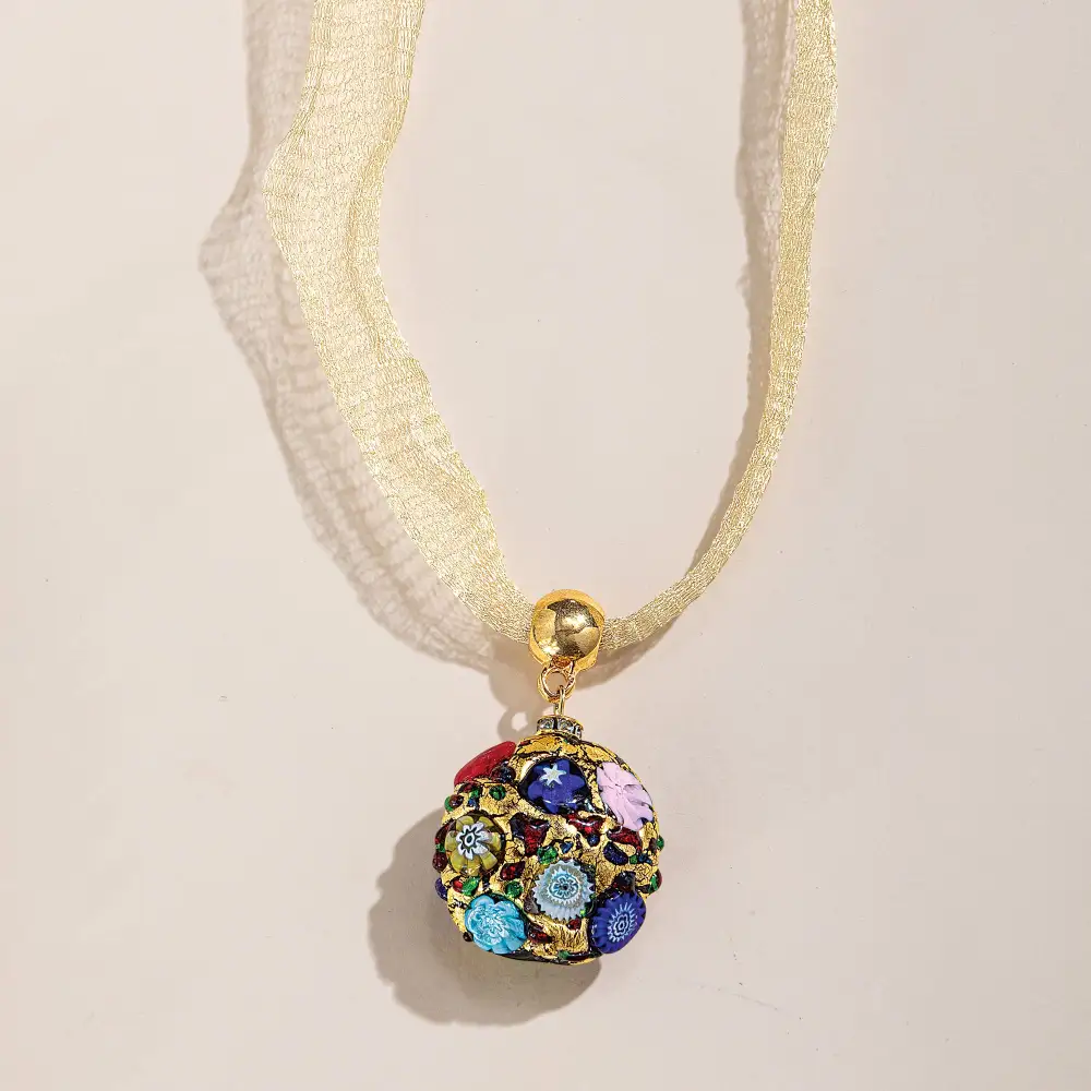 Classic Glass Mosaic Pendant Necklace