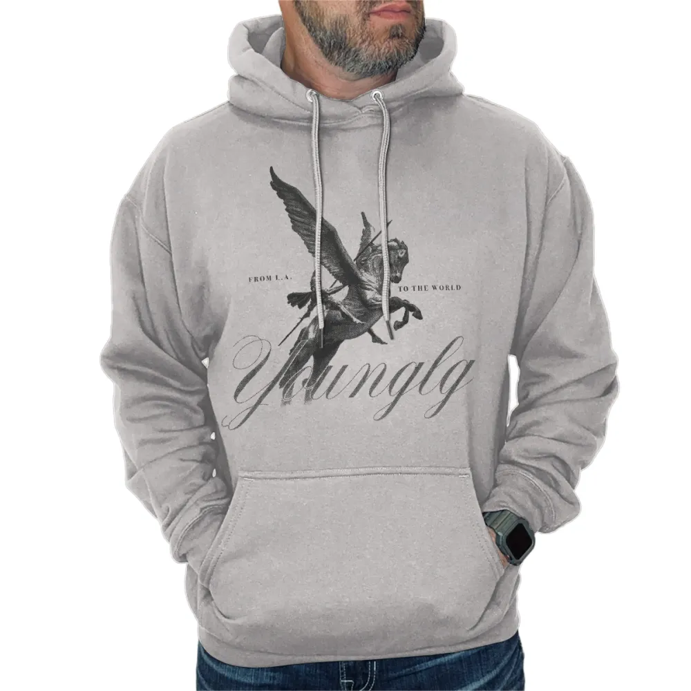 Pegasus Graphic Beige Hoodie With Vintage Aesthetic