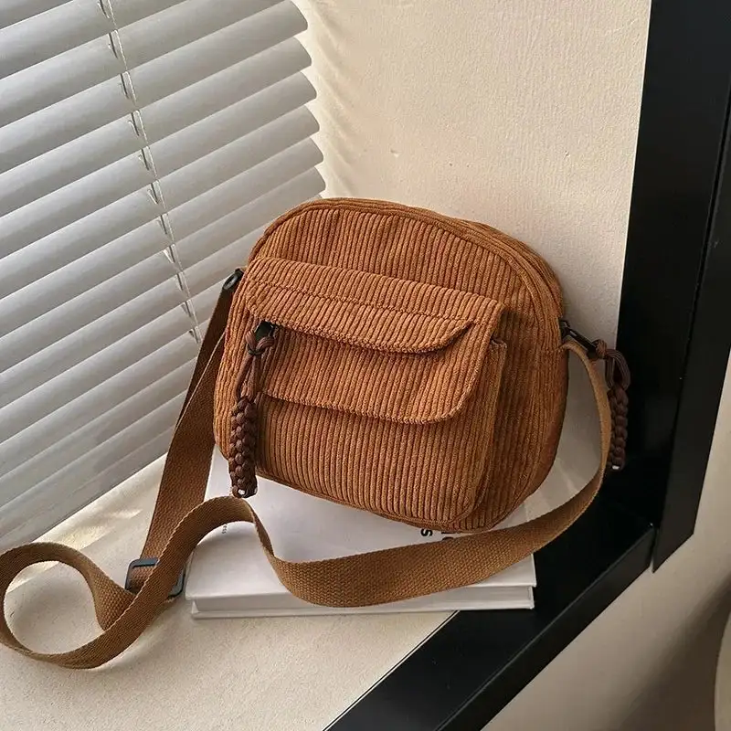 Striped Velvet Crossbody Bag Elegant Functional