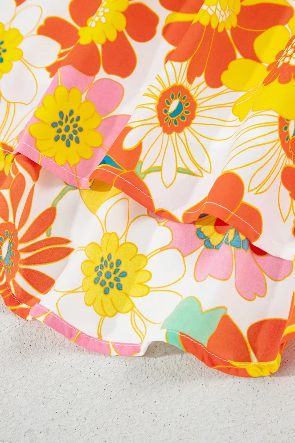 Floral Abstract Print V-Neck Blouse