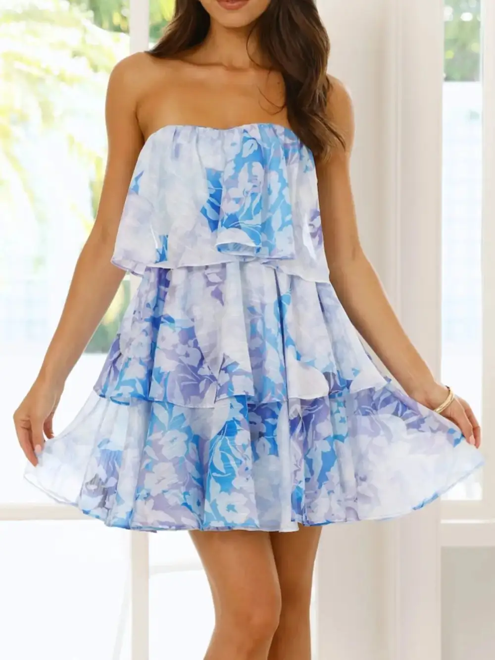 Printed Ruffle Dress Casual