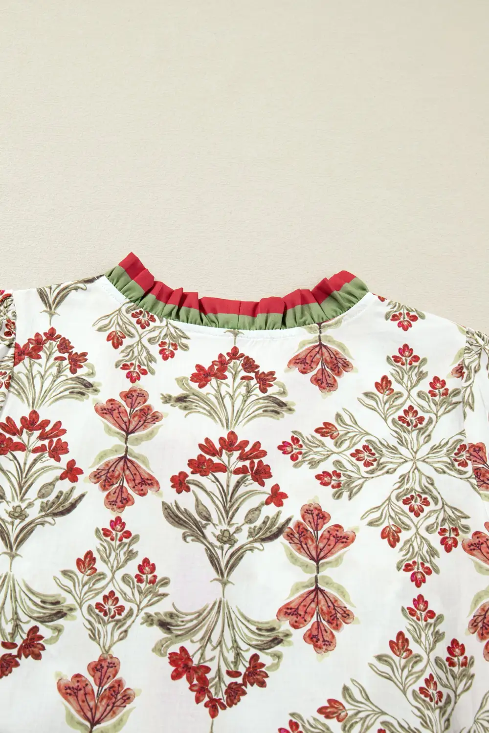 Textured Detail Floral Printed Ruffle Dress