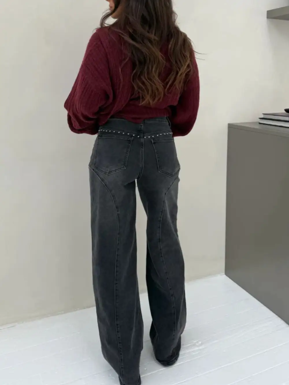 Clean Wide Leg Denim Jeans