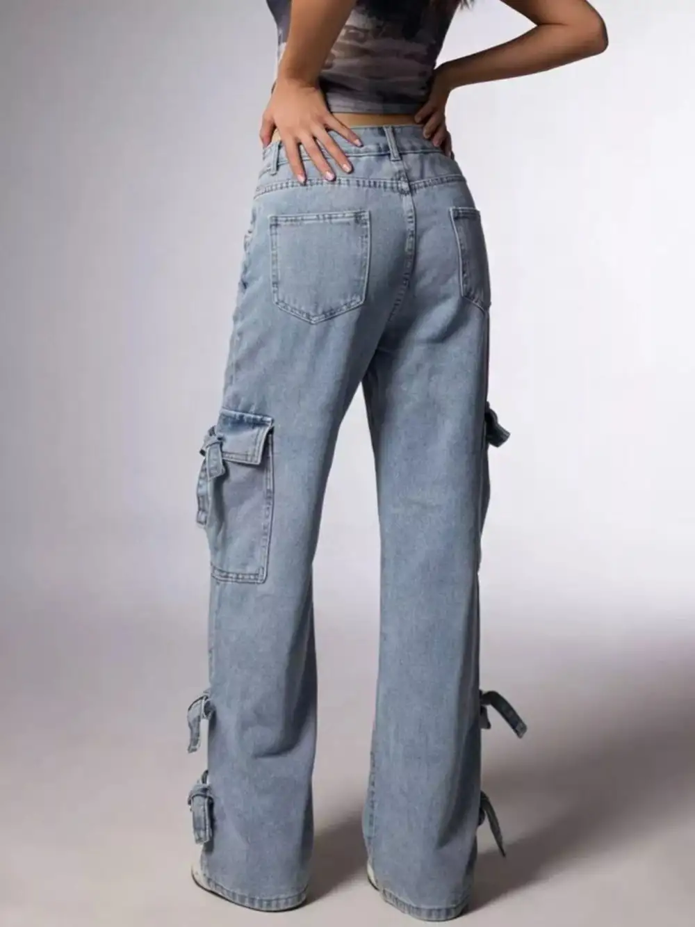 Raw Hem Tiered Denim Jeans