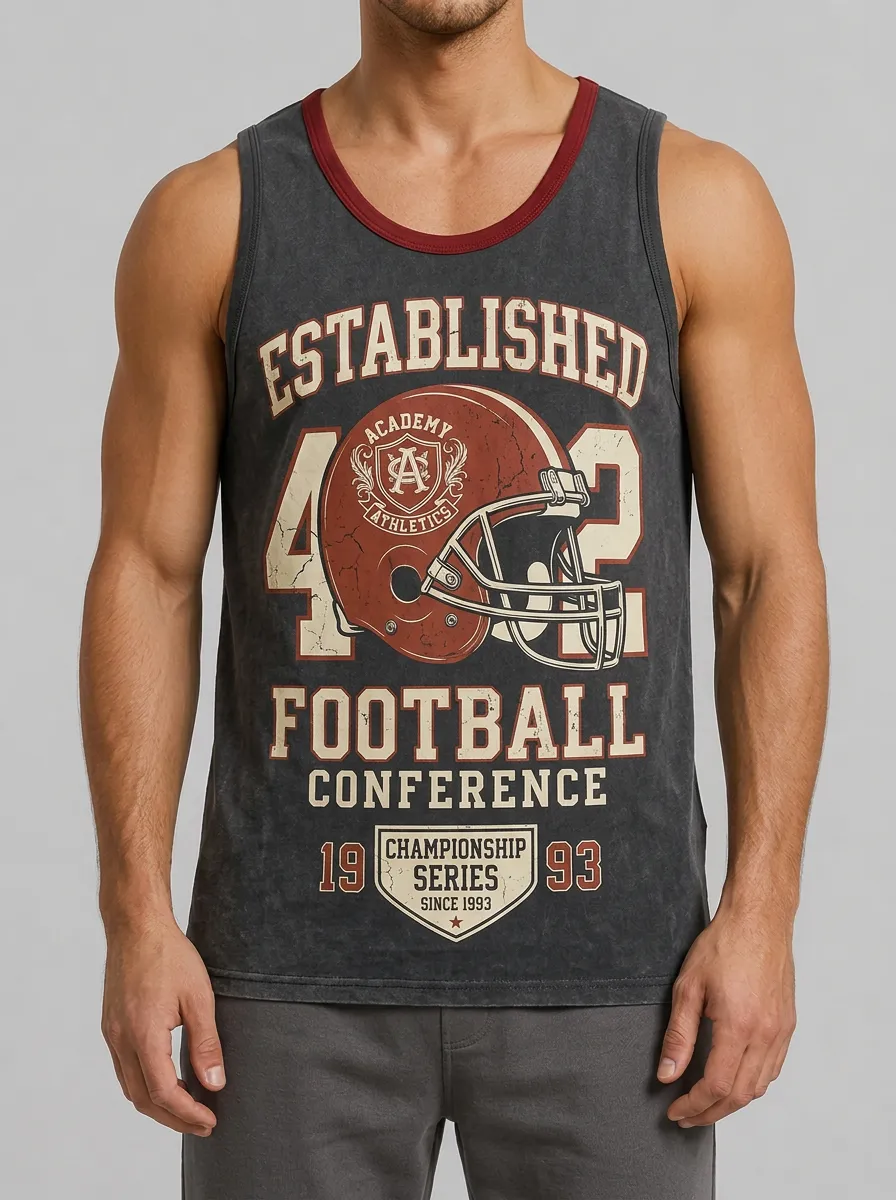 Men's Football Academy Helmet Graphic Printed Tank Top