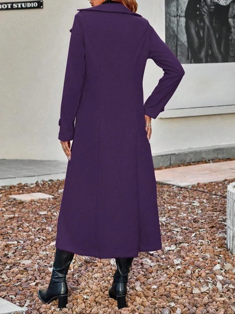 Women's Solid Double-Breasted Wool Coat