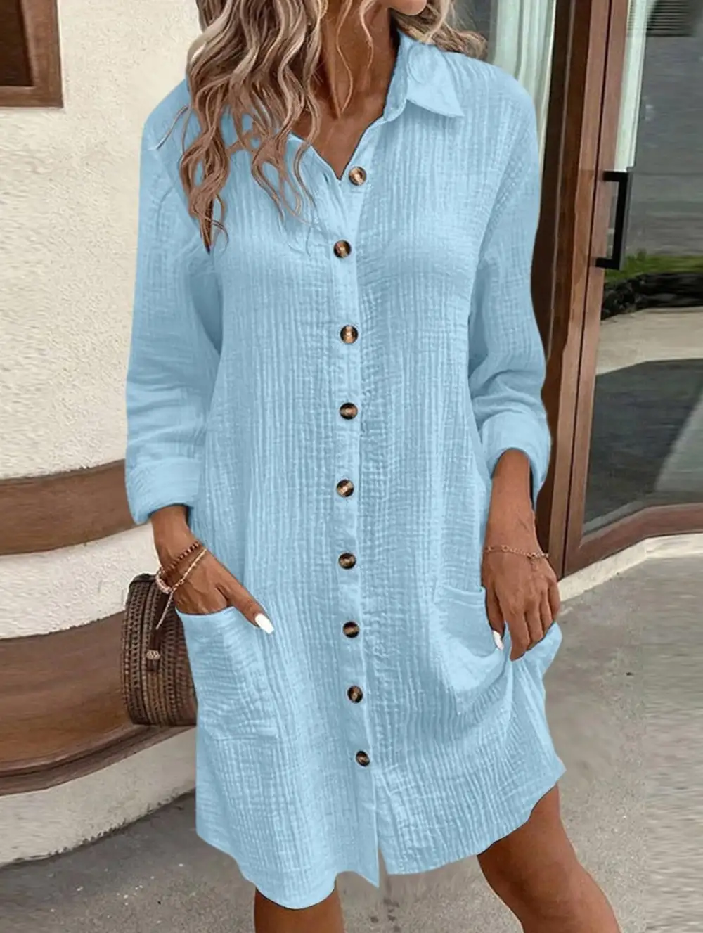 Loose Waist Top Shirt Dress