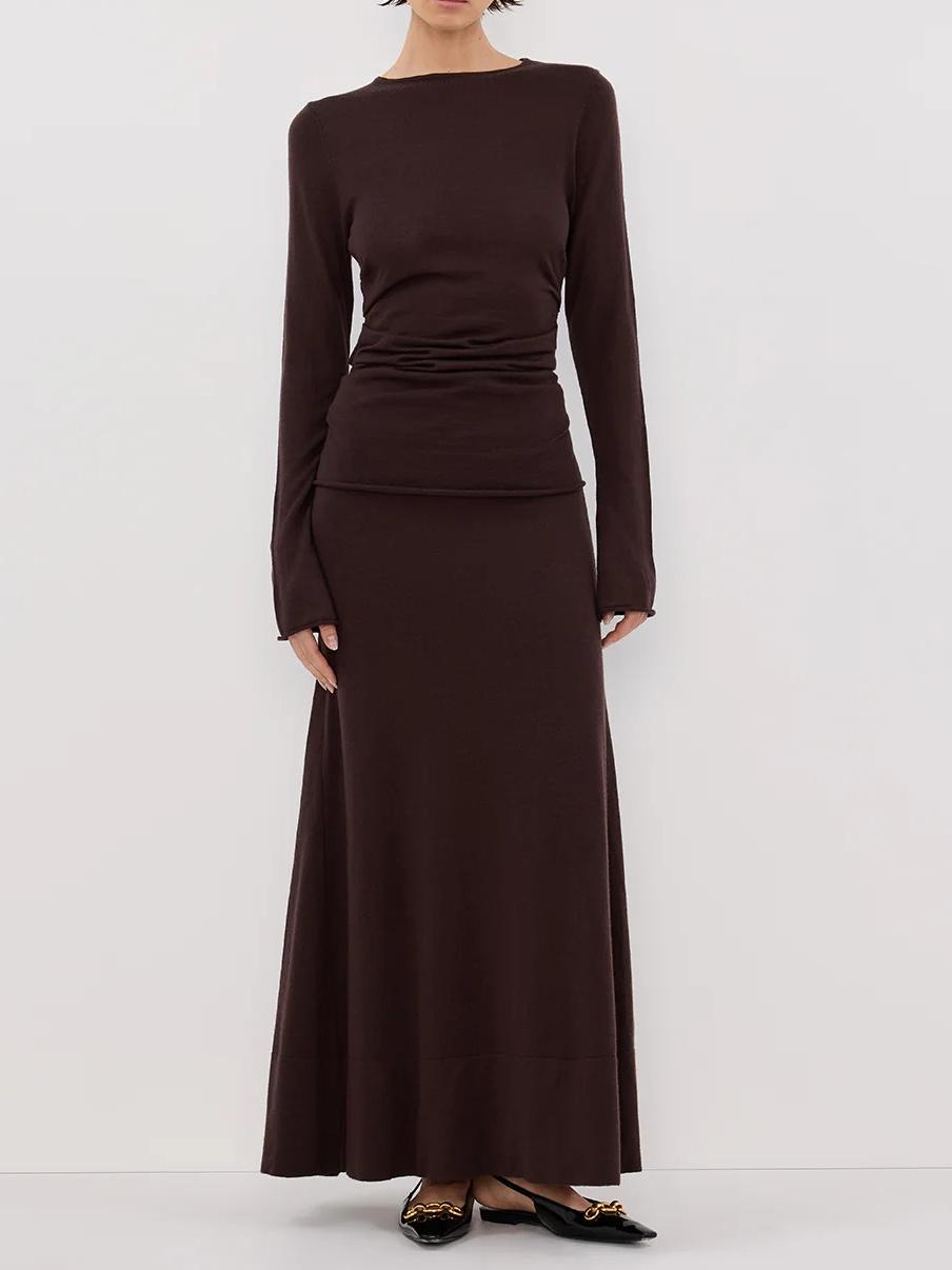 BITTER CHOC MERINO KNIT TOP