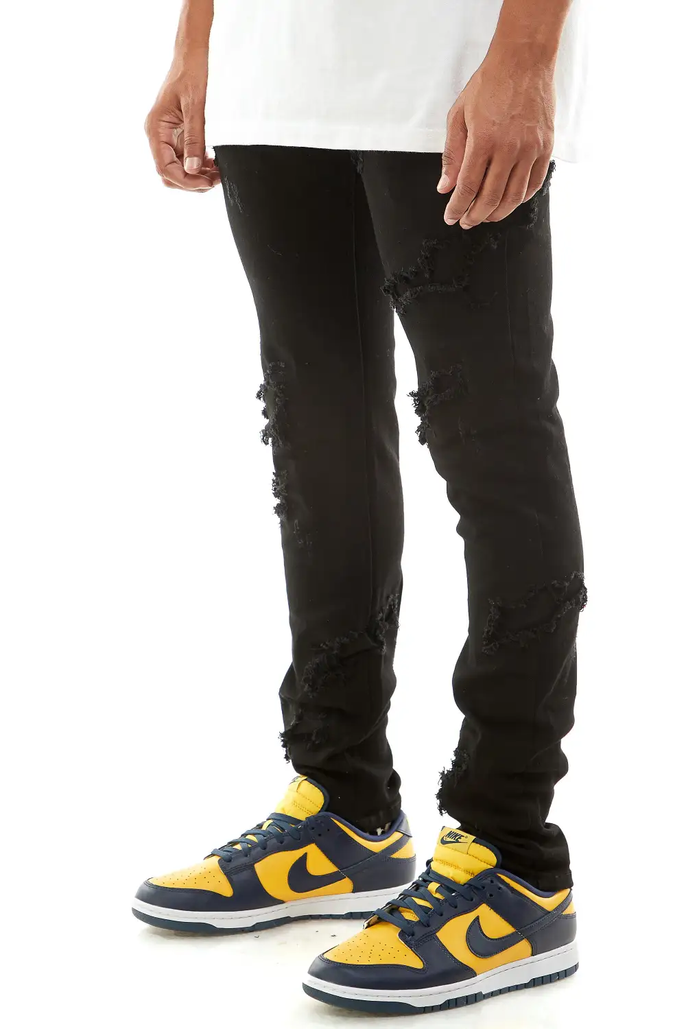 Men's Streetwear Skinny Patchwork Stretch Pants