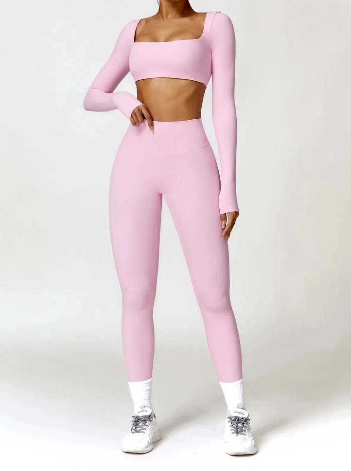 Active Square Long Sleeve Crop & Legging Set