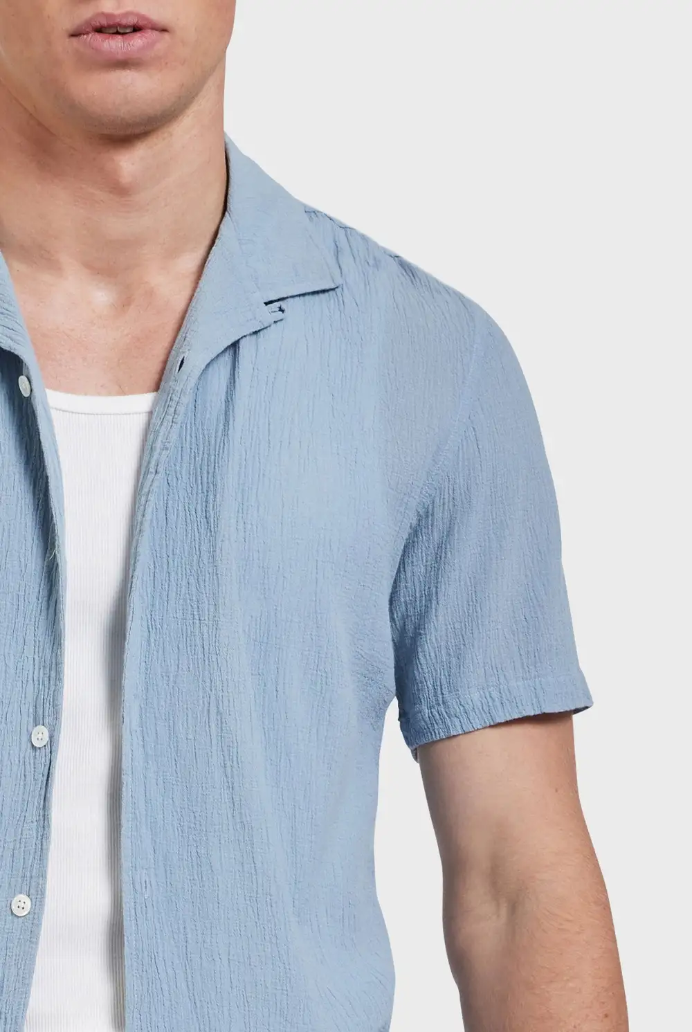 Peach Textured Short Sleeve Shirt