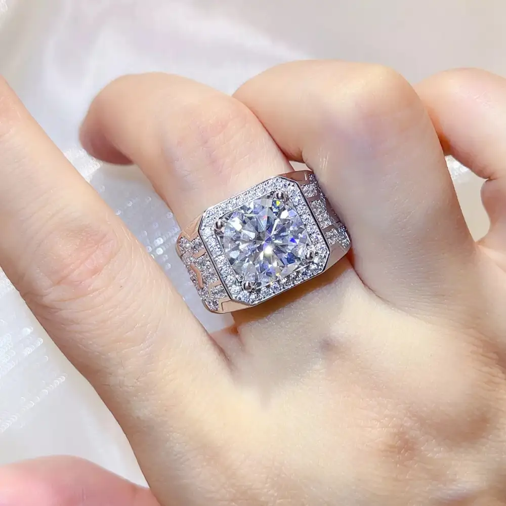 Sterling Silver Moissanite Statement Ring