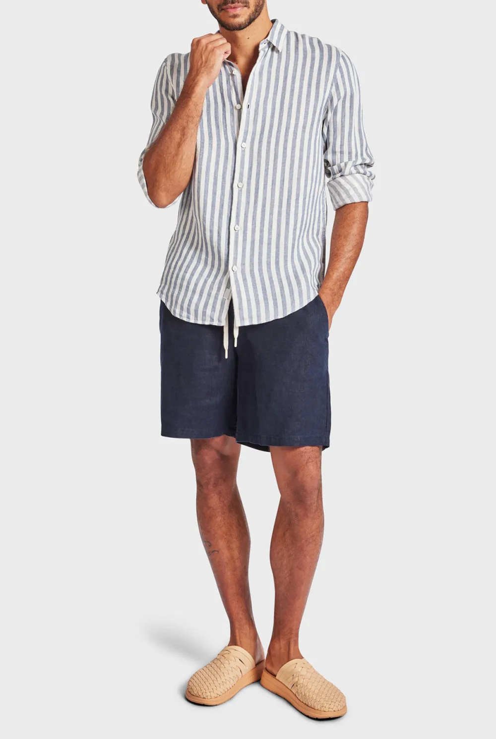 Ice Gray Linen Loose Fit Short