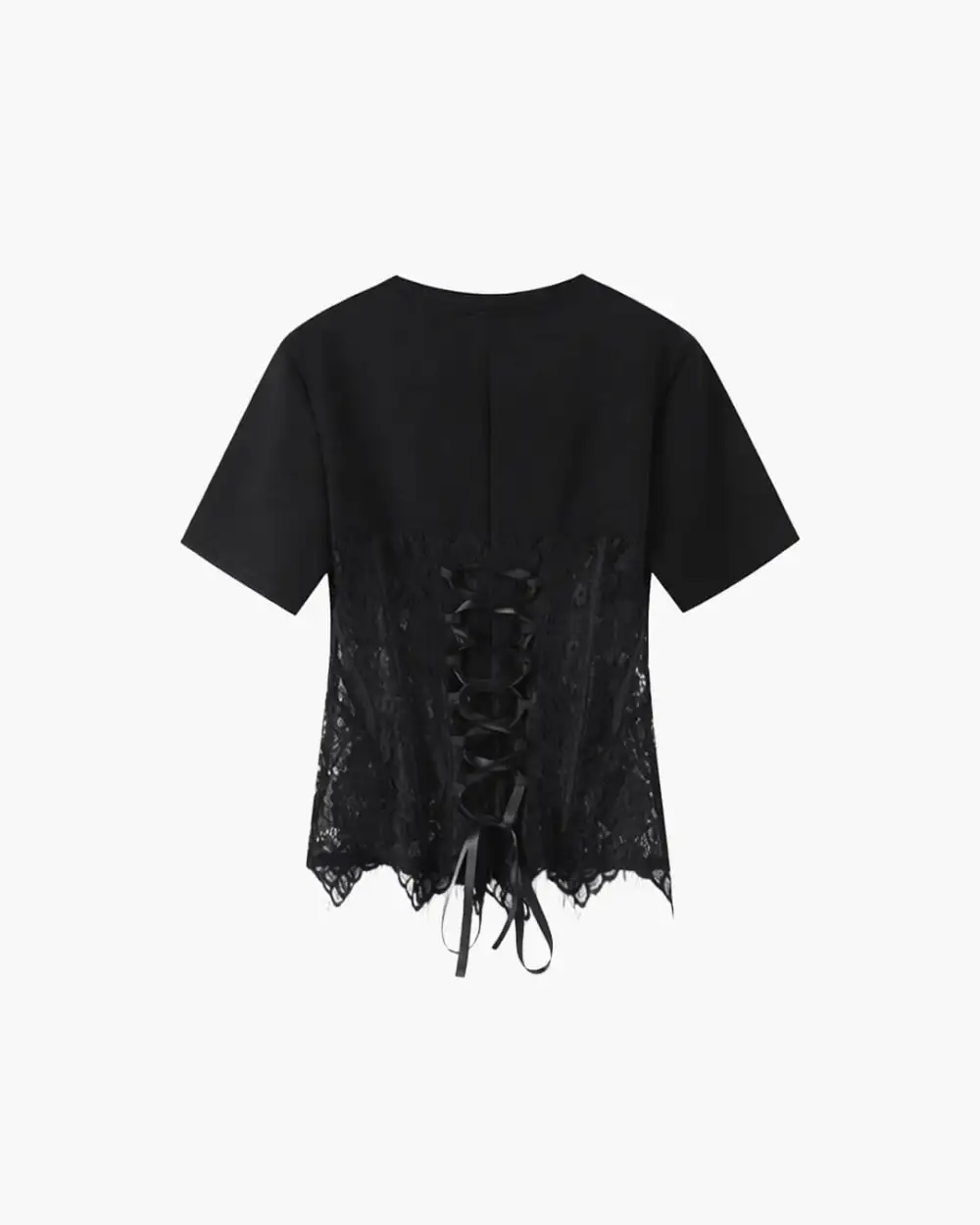 Soft Lace Denim Linen Blend Blouse