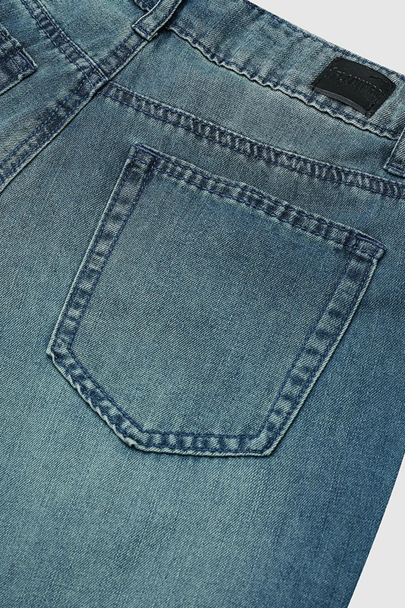 Washed Low Waist Wide Leg Jeans Without Belt