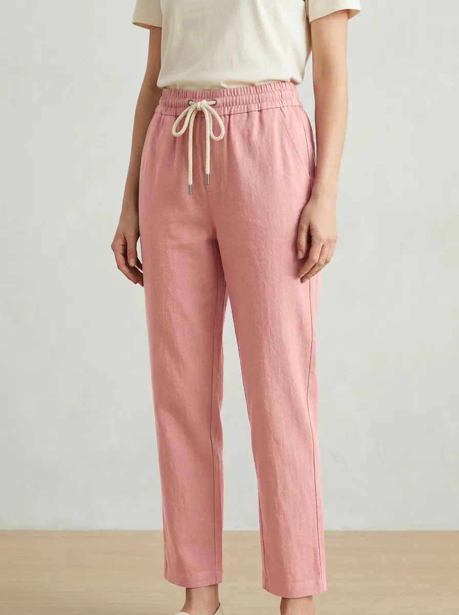 Women's Minimal Casual Adjustable Drawstring Waist Pants