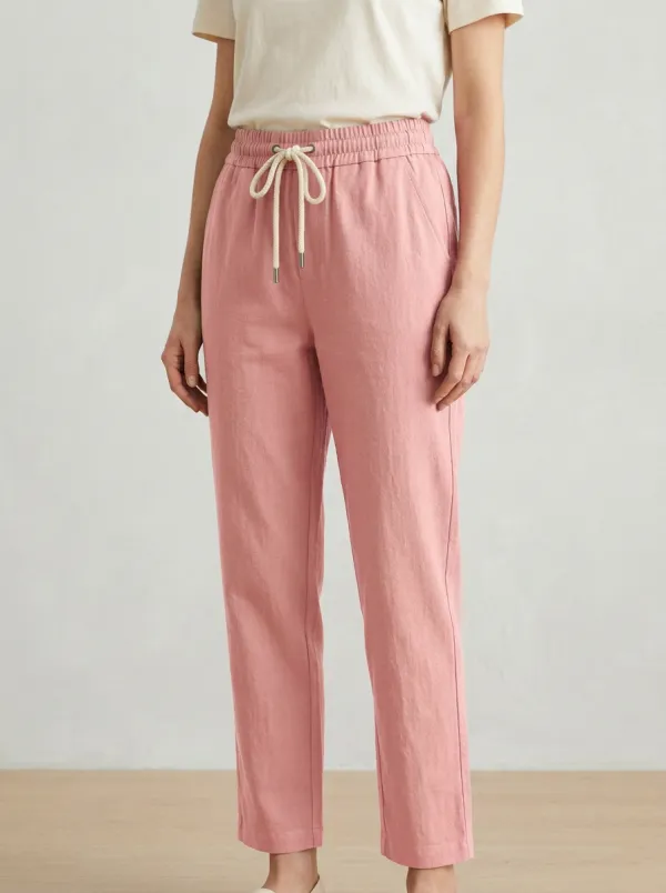 Women's Minimal Casual Adjustable Drawstring Waist Pants