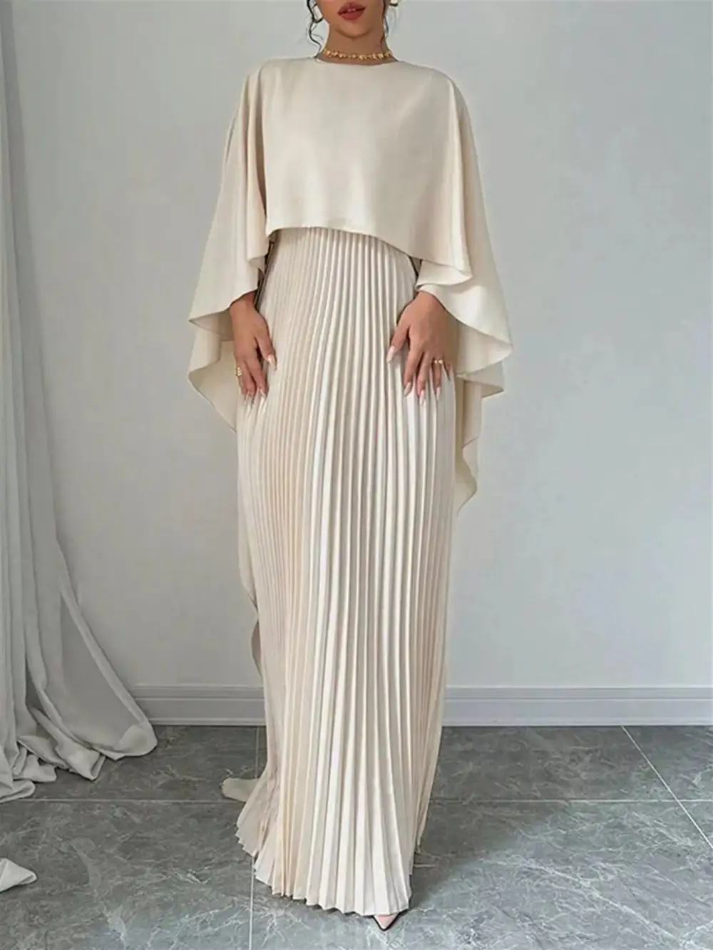 Drape Pleated Maxi Dress