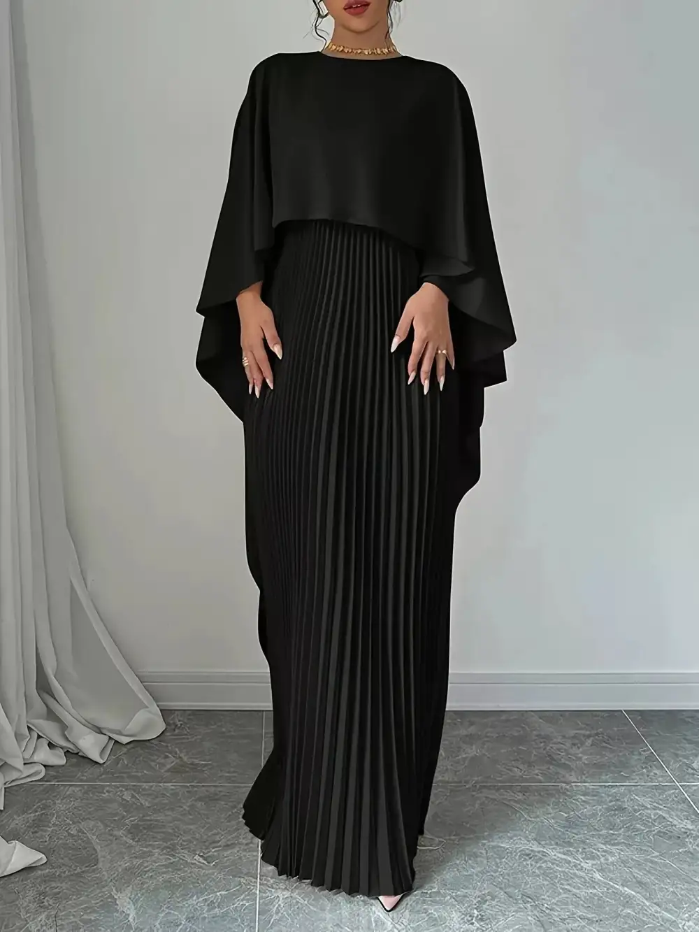 Drape Pleated Maxi Dress