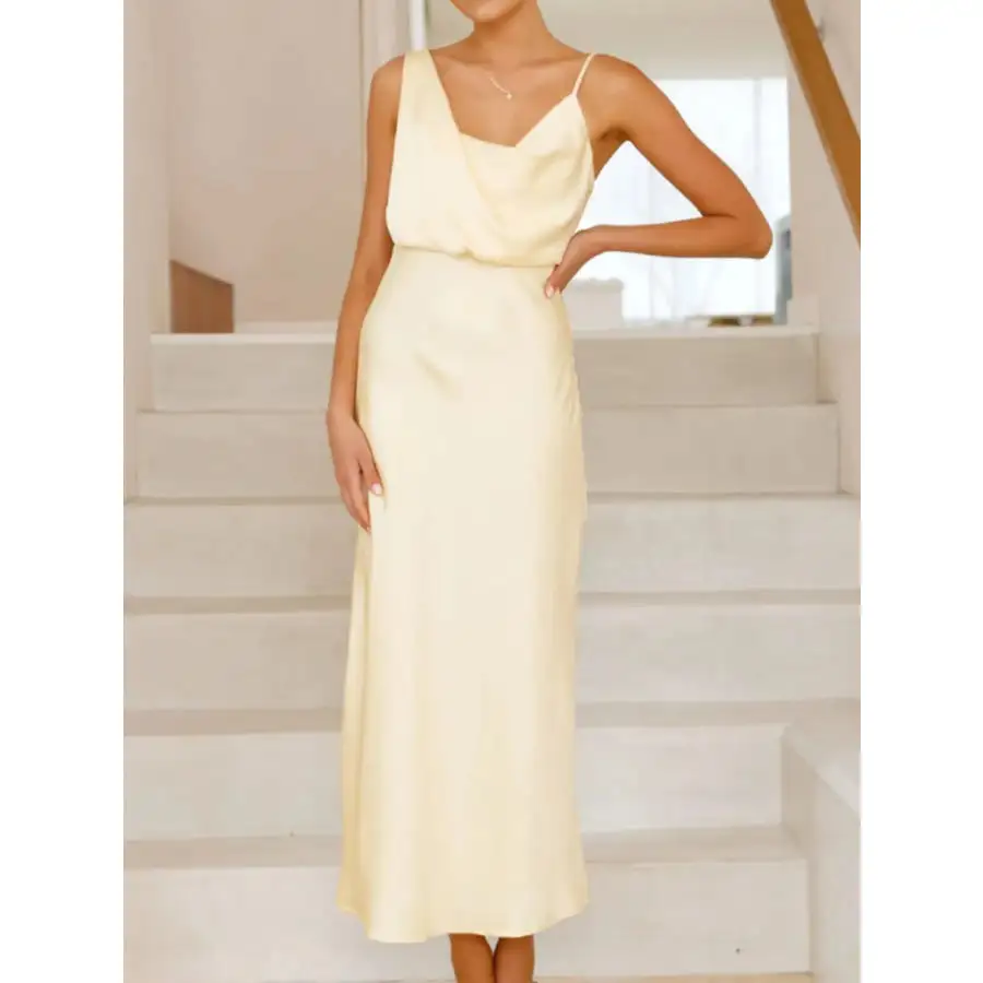Satin Asymmetrical Midi Dress