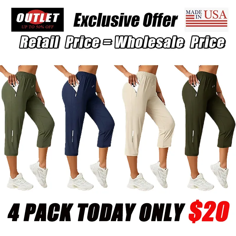 Women’s Capri Pants – Loose Fit, Summer Drawstring Waist, Zipper Pockets, Breathable High-Stretch Fabric, Suitable for Everyday Wear